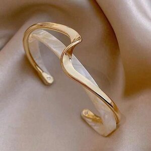 New Gold and Pearl Twist Cuff Bracelet